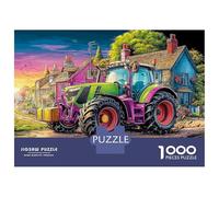 Rural Tractor Scene Puzzle De 1000 Piezas - Estilo Pueblo Rural Caricatura Desconexión Digital - Cartón Reciclado 70x50cm/1000pcs