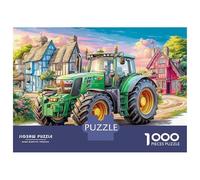 Rural Tractor Scene Puzzle De 1000 Piezas - Ilustración Pueblo Caricatura Desconexión Digital - Cartón Reciclado 70x50cm/1000pcs