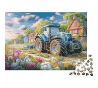 Rural Tractor Scene Recycled Board Puzzle Rural Countryside Illustration for Adults and Kids Age 12 Years Great Gift 38x26cm/1000pcs