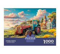 Rural Tractor Scene Rompecabezas De 1000 Piezas para Adultos - Estilo Paisaje Granja Vintage Actividad Relajante - Superficie Suave 70x50cm/1000pcs