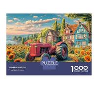 Rural Tractor Scene Rompecabezas De 1000 Piezas para Adultos - Paisaje Rural Vintage Actividad Relajante - Superficie Suave 52x38cm/1000pcs