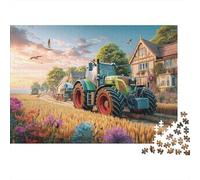Rural Tractores Scene Rompecabezas 1000 Piezas Adultos Niños +14 Años Estilo del Paisaje de la Granja Vintage Coloridos Ilustrados Juego Familiar Regalo Navidad Papel 38x26cm/1000pcs