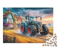 Rural Tractores Scene Rompecabezas 1000 Piezas Estilo del Paisaje de la Granja Vintage Desafío Imposible Adultos Familia DIY Papel Ilustrado Regalo Hombre Mujer Navidad 52x38cm/1000pcs