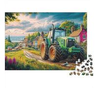 Rural Tractores Scene Rompecabezas 1000 Piezas Vintage Campo Painting Adultos Niños +14 Años Navidad Regalo Hombre Mujer Acertijos Inteligentes Papel 70x50cm/1000pcs