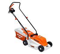 RURIS Cortacésped Eléctrico RXE1200 1200W, Ancho de Corte 320 mm, Altura Ajustable 25/45/60 mm, Bandeja de Recogida 30 L, 3100 RPM