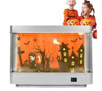 Rurunklee Lámpara de acuario de Halloween | Lámpara decorativa de acuario de peces falsos con fantasma en movimiento | Decoración de Halloween para acuario falso, luz LED de mesa