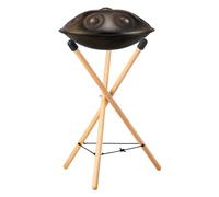 Rurunklee Soporte de tambor de mano | Soporte de tambor de lengua de acero | Soporte de caja portátil, soporte ajustable de madera maciza, soporte de tambor antideslizante, instrumento de percusión,