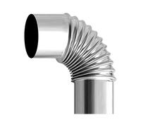 Rurunklee - Tubo para estufa, codo de 75 mm, acero inoxidable, color plateado