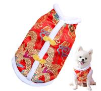 Rurunklee - Vestido de dragón de invierno para mascota, traje de vestido de dragón para perro, ropa de vestido de dragón bordada para gatos, chaleco grueso y cómodo para el Año Nuevo Chino,