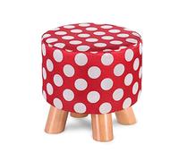 RURUR Reposapiés de Cuero, Taburete for Cambiar Zapatos, taburetes Redondos con Patas de Madera de Frutas for Sala de Estar y Dormitorio(Red)