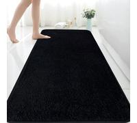 Rururug Alfombra de baño Extragrande de 150 x 60 cm, de Microfibra, Absorbente, Antideslizante, antimoho, Lavable a máquina, para Dormitorio, baño, neqro