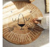 Rururug Alfombra de Sala Grande Home Decoración león de Dibujos Animados Lindo Redondo Dormitorio Infantil Dormitorio Antideslizante Pelo Corto Alfombra80CM