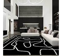 Rururug Alfombra Diseño Moderno Alfombra Pelo Corto Líneas abstractas en Blanco y Negro de Moda para Home Interior al Aire Libre Lavable Antideslizante200×300CM (6ft6 x9ft10)