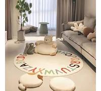 Rururug Alfombra Infantil Redonda Soft Mat Ø 70 cm Letras Coloridas de Dibujos Animados Blanco Alfombra para bebé, Antideslizante, Grande, Alfombrilla de Juego