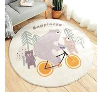 Rururug Alfombra Infantil Redonda Soft Mat Ø 70 cm Oso Gris de Dibujos Animados Alfombra para bebé, Antideslizante, Grande, Alfombrilla de Juego