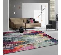 Rururug Alfombra Pelo Corto Modernas Salón Dormitorio,Sala de Estudio，Oficina en casa, Fucsia Rosa Naranja Amarillo Azul Verde Abstracto,Colourful,Rectangular 200 x 250 cm