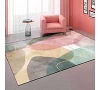 Rururug Alfombras Antideslizante Salón, Grandes Alfombra Decorativa Comedor, Dormitorio, Oficina Alfombras Bloque de Color Verde Rosa Gris 140 x 200 cm