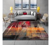 Rururug Alfombras Cuadrada Forma, Sala de Estar, Comedor, Dormitorio, Pasillos, Oficina en casa,Negro Rojo Naranja Azul Verde Abstracto Multicolor,Red,Square 170 x 170 cm