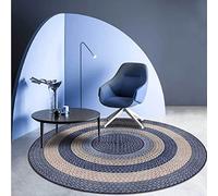 Rururug Alfombras de área Alfombras de Dormitorio Redondo Cuerda Trenzada de imitación Multicolor de Moda Azul Oscuro Alfombra Antideslizante Junto A La Cama para Niños ø 80CM