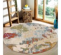 Rururug Alfombras Pelo Corto, Redondo Forma, para Sala de Estar Dormitorio Habitación de,Fucsia Naranja Amarillo Verde Azul Almendra Beige,Multicoloured,Round ø 150 cm