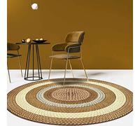 Rururug Alfombras Salón Grandes Redonda Alfombra Decorativa Cuerda Trenzada de imitación Multicolor de Moda Amarillo Alfombra Antideslizante Junto A La Cama para Niños ø 140CM