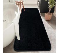 Rururug Alfombrilla de baño de Microfibra Suave, Absorbente, Antideslizante, Lavable, 120 x 50 cm, Color Negro