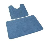 Rururug Juego de 2 Alfombra de Baño Antideslizante Alfombrilla Baño de Microfibra Alfombra de Ducha Ultra Suave Azul (50x80+50x40cm)