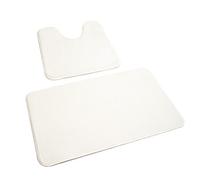 Rururug Juego de 2 alfombrillas de baño lavables, color blanco, de microfibra, de secado rápido, antideslizantes, para inodoro, baño (50 x 80 cm + 50 x 40 cm)