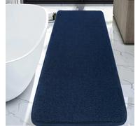 Rururug Tapete de Baño Grande de 50 x 120 cm, Antideslizante y Absorbente de Microfibra, Color Azul Marino
