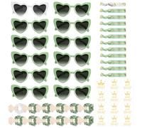 Ruryxel 48 Piezas Despedida de Soltera Accesorios con 12 Gafas Fiesta, 12 Pulseras Elásticas, 12 Diademas, Pegatinas para Tatuajes, Complementos Despedida de Soltera para Team Bride (Verde)