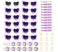Ruryxel 48 Piezas Despedida de Soltera Accesorios con 12 Gafas Fiesta, 12 Pulseras Elásticas, 12 Diademas, Pegatinas para Tatuajes, Complementos Despedida de Soltera para Team Bride (Púrpura)