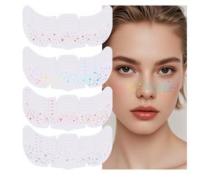 Ruryxel Tatuajes Temporales, 20 Piezas Pegatinas de Cara, Glitter Maquillaje, Pecas Maquillaje, Pegatinas Cara Brillantes para Fiestas y Festivales, Apto para Mujeres y Adolescentes (A)