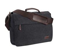 Ruschen Bandolera para hombre de lona vintage, bolsa para ordenador portátil de 15,6 pulgadas, bolso bandolera/bolso de mensajero/Maletín/Bolsa del Hombro/Bolsa de Computadora, negro