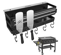 RUSFOL Organizador de parrilla de acero inoxidable con tira magnética para utensilios de barbacoa para parrillas Blackstone de 71.1 cm/91.4 cm, con llave Allen, caja de almacenamiento de accesorios de