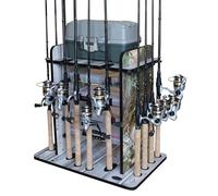 Rush Creek Creations 14 barras de pescar con almacenamiento de cuatro cajones y clips de doble caña