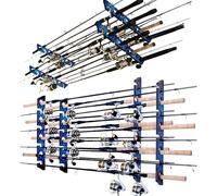 Rush Creek Creations Estante de almacenamiento para 8 cañas de pescar, para pared o techo, color azul, 2 unidades