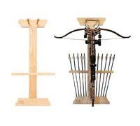 Rush Creek Creations - Estante de exhibición de arco y flecha montado en la pared para accesorios de caza y tiro con arco, soporte de ballesta real y almacenamiento de 10 flechas | Gancho de arco para