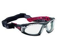 RUSH+ - Patillas bi-material rojo/negro- PC incoloro - anti-rayaduras y anti-vaho PLATINUM - con espuma y cinta elástica