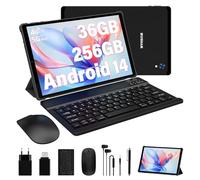 RUSHAR Tablet 10.4 Pulgadas Android 14 con 36GB RAM+256GB ROM (2TB TF),Tablet 4G LTE/SIM+5G WiFi,Octa-Core 2.0GHz,INCELL 2000 * 1200,8000mAh,13MP+8MP,Tablet con Teclado etc,GPS/Bluetooth,Negro