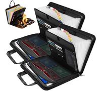 Rushclick File Folder, Fireproof and Waterproof File, Large Capacity A4 Fireproof Files Folders with Handle, 13 Pockets, Accordion Files Organizer with Lock for Letter A4 and More (2Pcs)