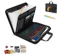 Rushclick File Folder，Large Capacity A4 Fireproof Folder with Handles And Colored Labels, Multiple Compartments, Waterproof And Fireproof，Suitable for Office Students Home (1)