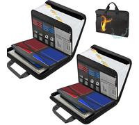 Rushclick File Folder, Rushclick Large Capacity A4 Fireproof File Folders with Handle, with Colored Tabs, 13pocket, Waterproof, Expanding with Zipper Closure (2PCS)
