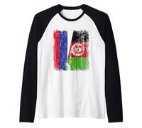 Rusia Afganistán Media Bandera Rusa Afgana Herencia Camiseta Manga Raglan