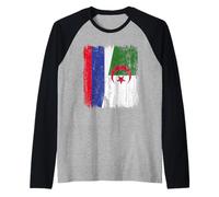 Rusia Argelia Media Bandera Patrimonio Argelino Ruso Camiseta Manga Raglan