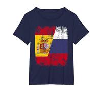 Rusia Camiseta ESPAÑA Bandera de la Amistad Rusia Camiseta, Mujer Tallas Grandes, Azul Marino, 3XL Grande