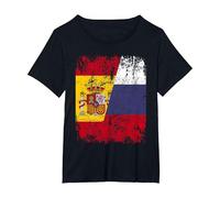 Rusia Camiseta ESPAÑA Bandera de la Amistad Rusia Camiseta, Mujer Tallas Grandes, Negro, 2XL Grande