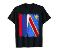 Rusia Congo Media Bandera Ruso Orgullo Congoleño Jersey Camiseta