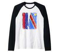 Rusia Congo Media Bandera Ruso Orgullo Congoleño Jersey Camiseta Manga Raglan