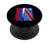Rusia Congo Media Bandera Ruso Orgullo Congoleño Jersey PopSockets PopGrip Adhesivo