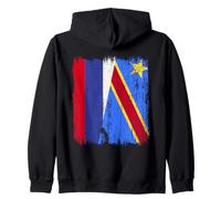Rusia Congo Media Bandera Ruso Orgullo Congoleño Jersey Sudadera con Capucha